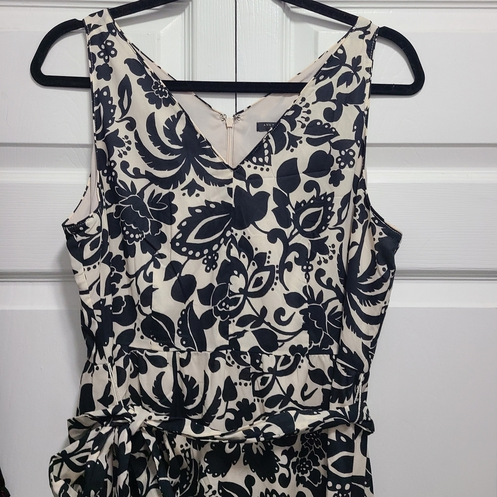 Ann Taylor Monochrome Floral‎ Sleeveless Midi Dress 8P